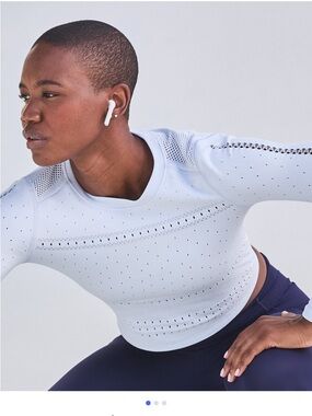 CALIA Pointelle Geometric Seamless Long-Sleeve fitness top Size S/M